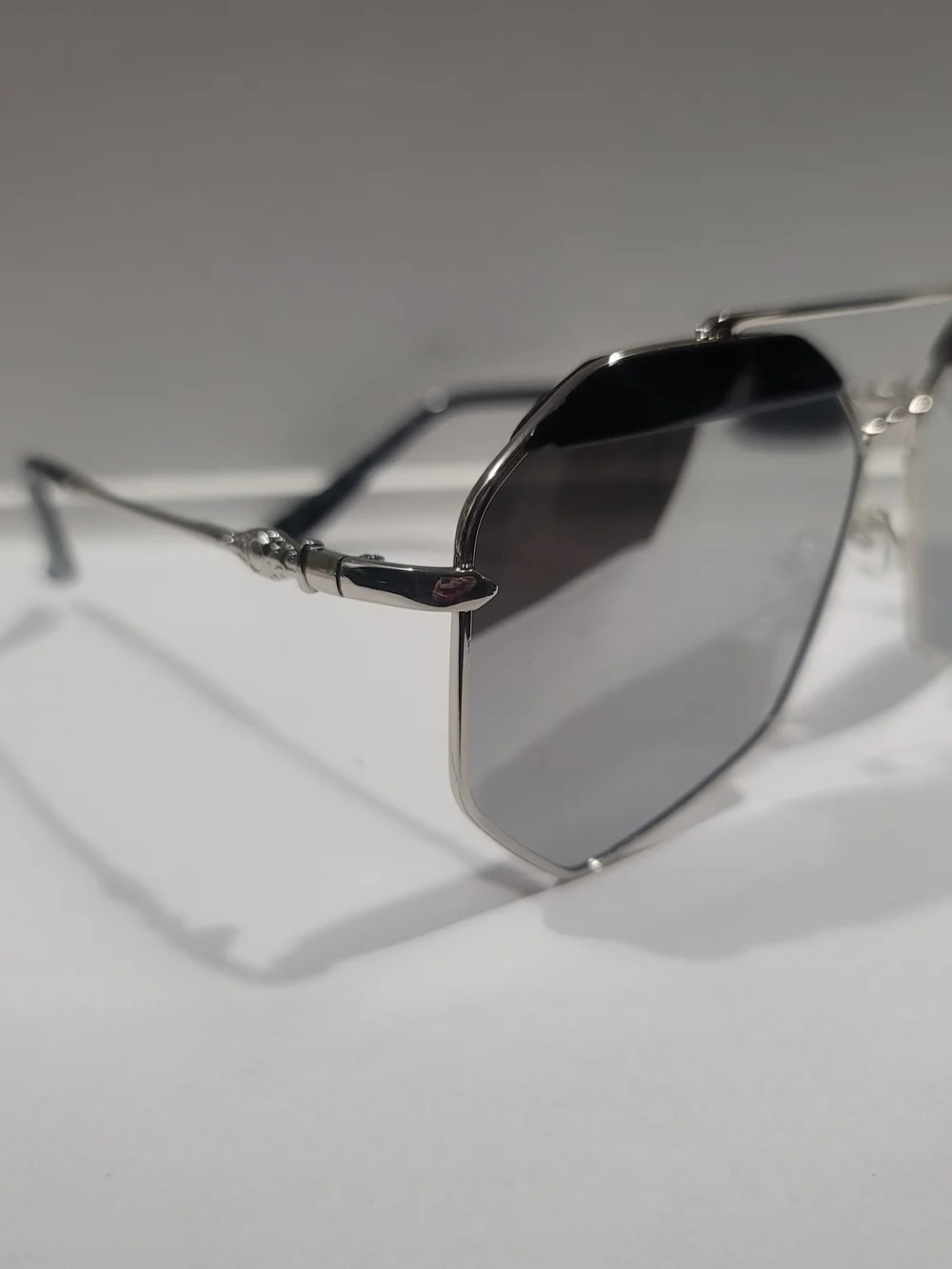 Silver Geometric Aviator Sunglasses